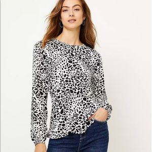 LOFT Animal Print Peplum Blouse